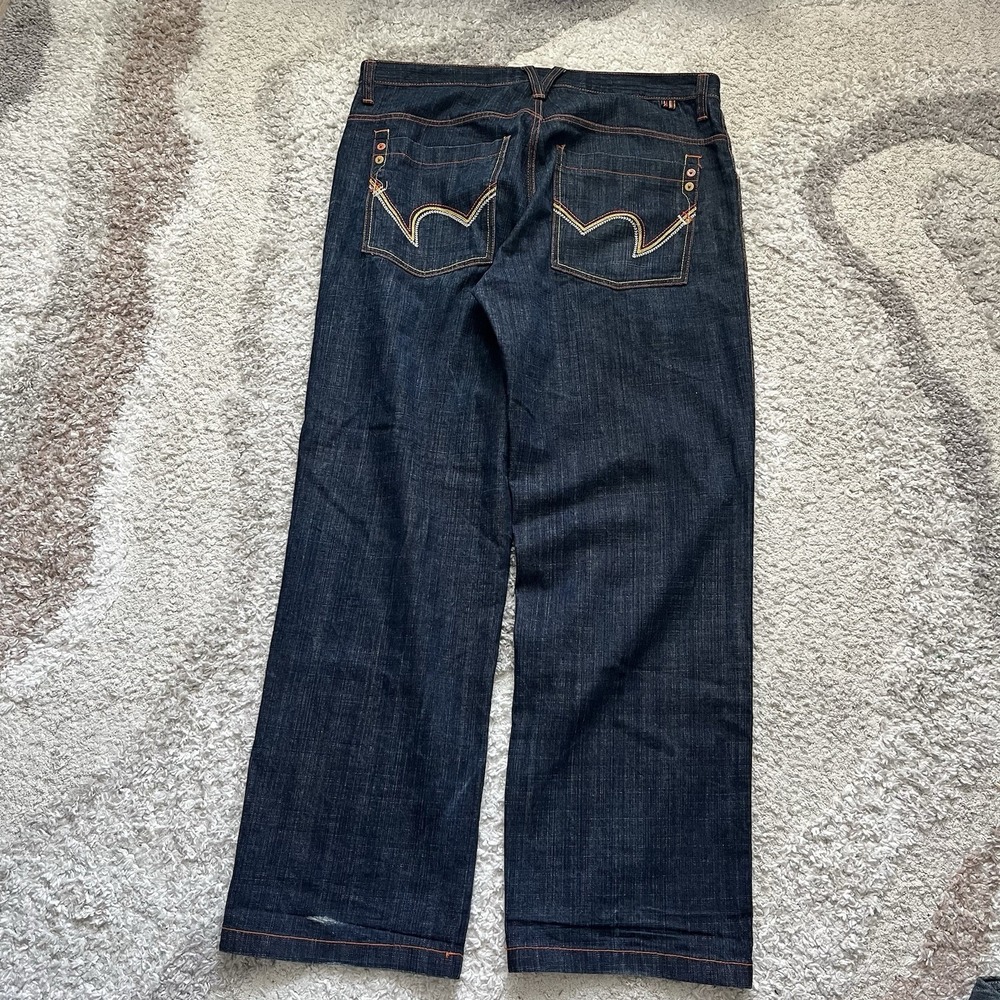 VTG 5ive Jungle Jeans Mens 40x34 Blue Embroidered Wide-Leg Baggy Y2K